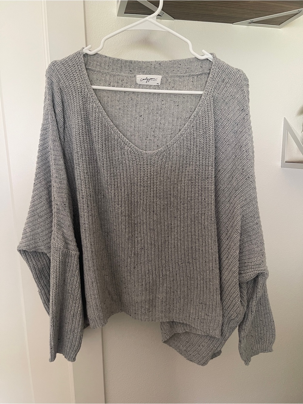 Carly Jean Los Angeles Light Gray Rhea Knit Sweater